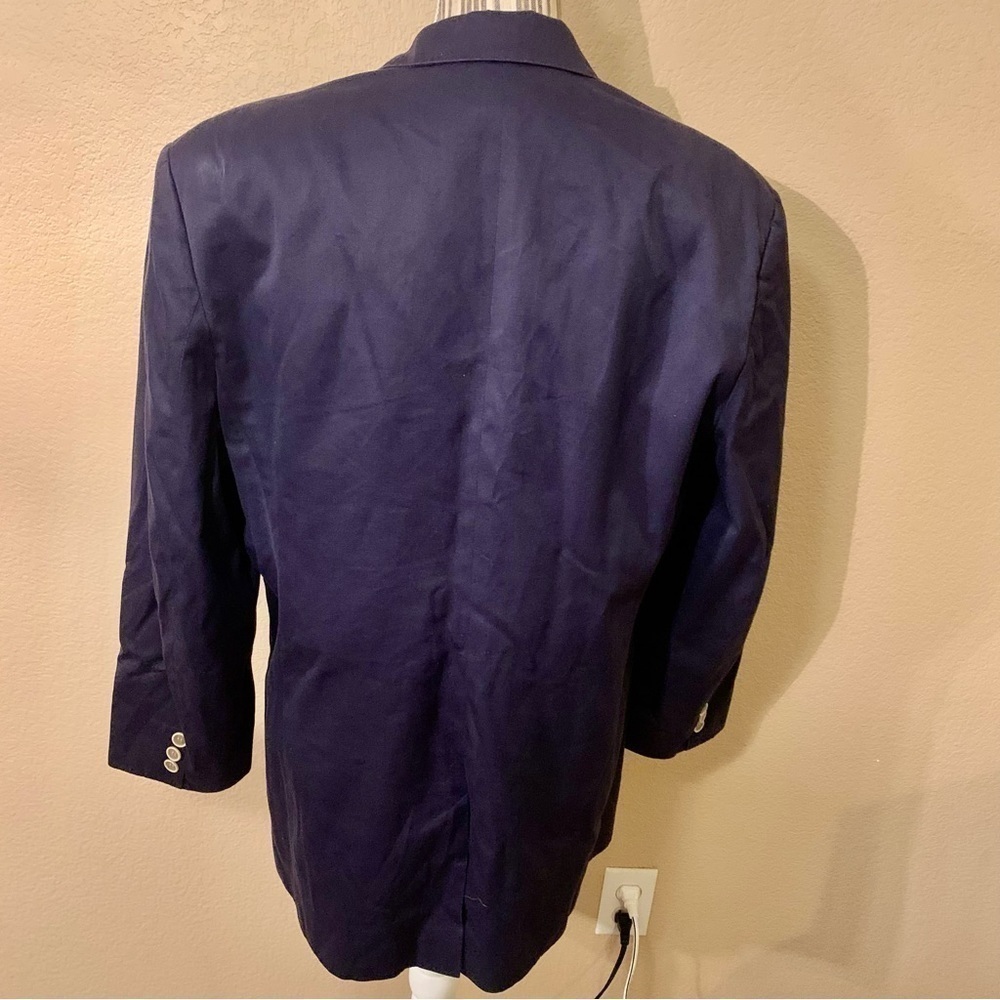 Vintage Banana Republic Blazer Size 12 Navy Blue Shoulder Pads Button-Up Cotton - Picture 10 of 16